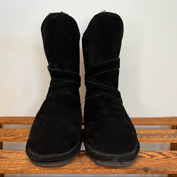 Bearpaw Prim III NeverWet Black Wool Blend Shearling Lined Suede Boots W… - Picture 2 of 10